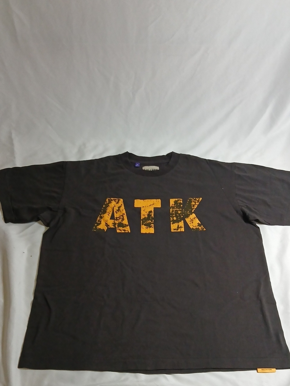 Gallery Dept Black Tee with Distressed Yellow ATK Graphic